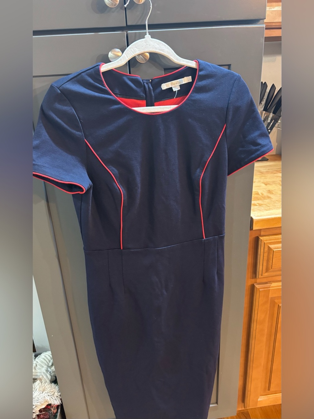 Boden Navy Midi Dress with Red Piping - size 8 never worn